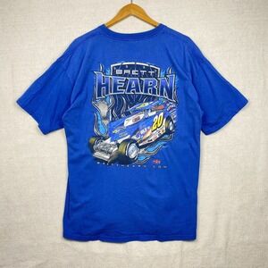 Vintage Brett Hearn Dirt Racing #20 Gildan Heavyweight Cotton Shirt XL Blue